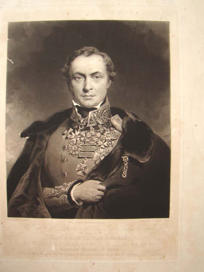 An engraving of Maj. Gen. the Right Honourable Sir Henry Hardinge, Gov. General of India, publ. Jan. 1, 1845